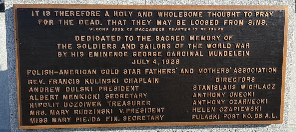 ST. ADALBERT’S CEMETERY WORLD WAR VETERANS MEMORIAL PLAQUE