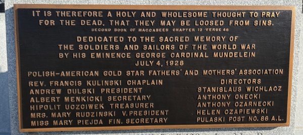 ST. ADALBERT’S CEMETERY WORLD WAR VETERANS MEMORIAL PLAQUE