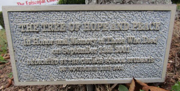 THE TREE OF HOPE AND PEACE MEMORIAL PLAQUE