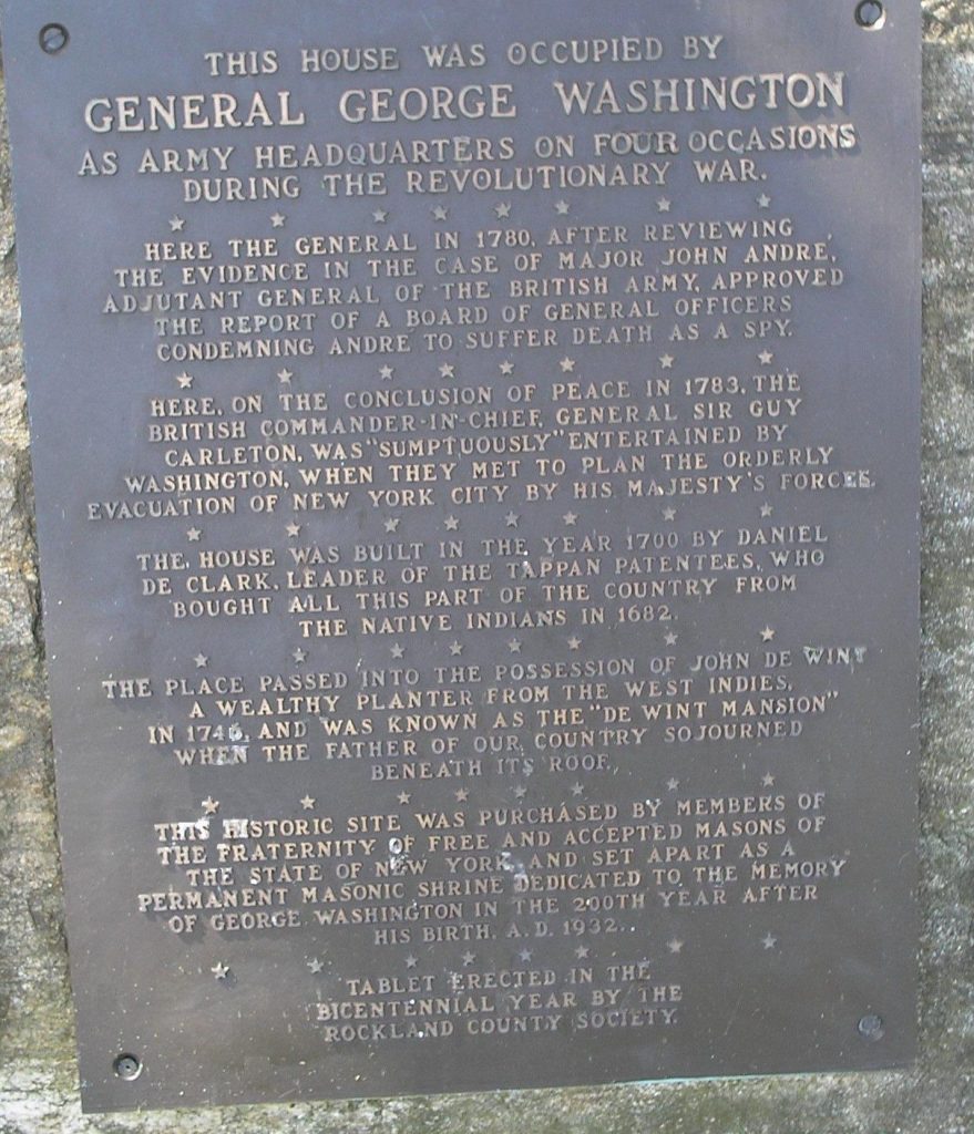 THIS HOUSE WAS OCCUPIED BY GENERAL GEORGE WASHINGTON MEMORIAL PLAQUE