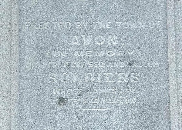 TOWN OF AVON CIVIL WAR MEMORIAL STONE A
