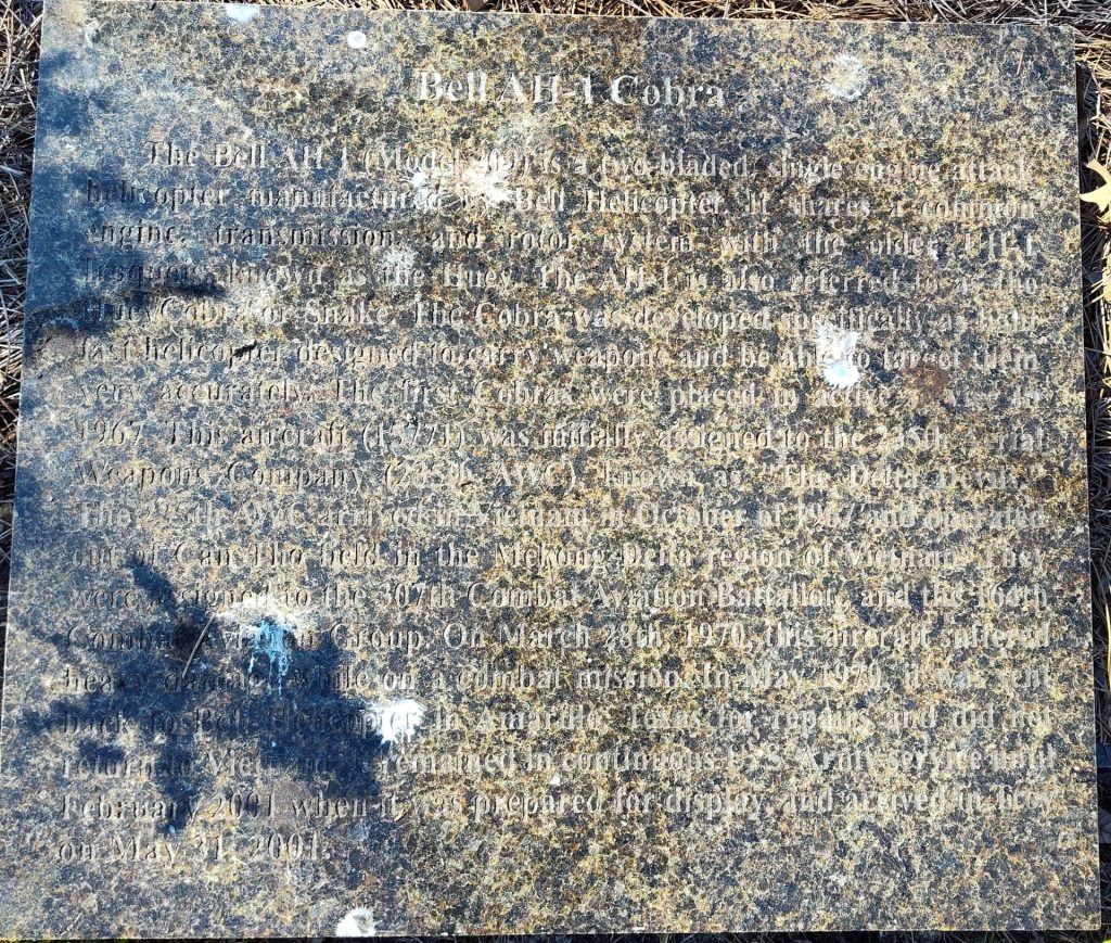 TROY BELL AH-1 COBRA MEMORIAL STONE