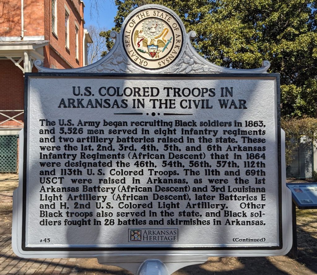 U.S. COLORED TROOPS IN ARKANSAS IN THE CIVIL WAR MEMORIAL MARKER
