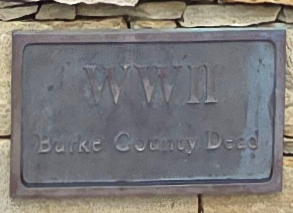 WWII BURKE COUNTY DEAD MEMORIAL PLAQUE