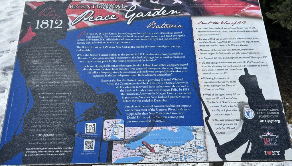 WAR OF 1812 PEACE GARDEN MEMORIAL PANEL