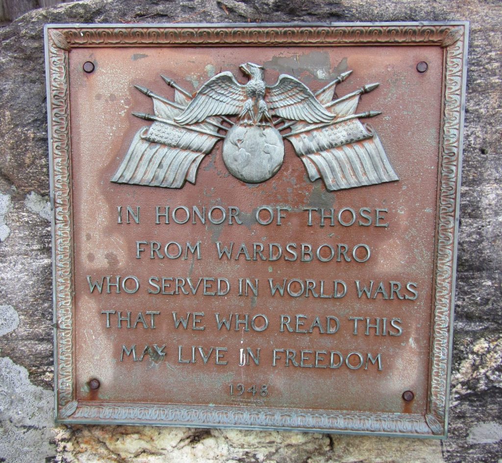 WARDSBORO WORLD WARS MEMORIAL PLAQUE