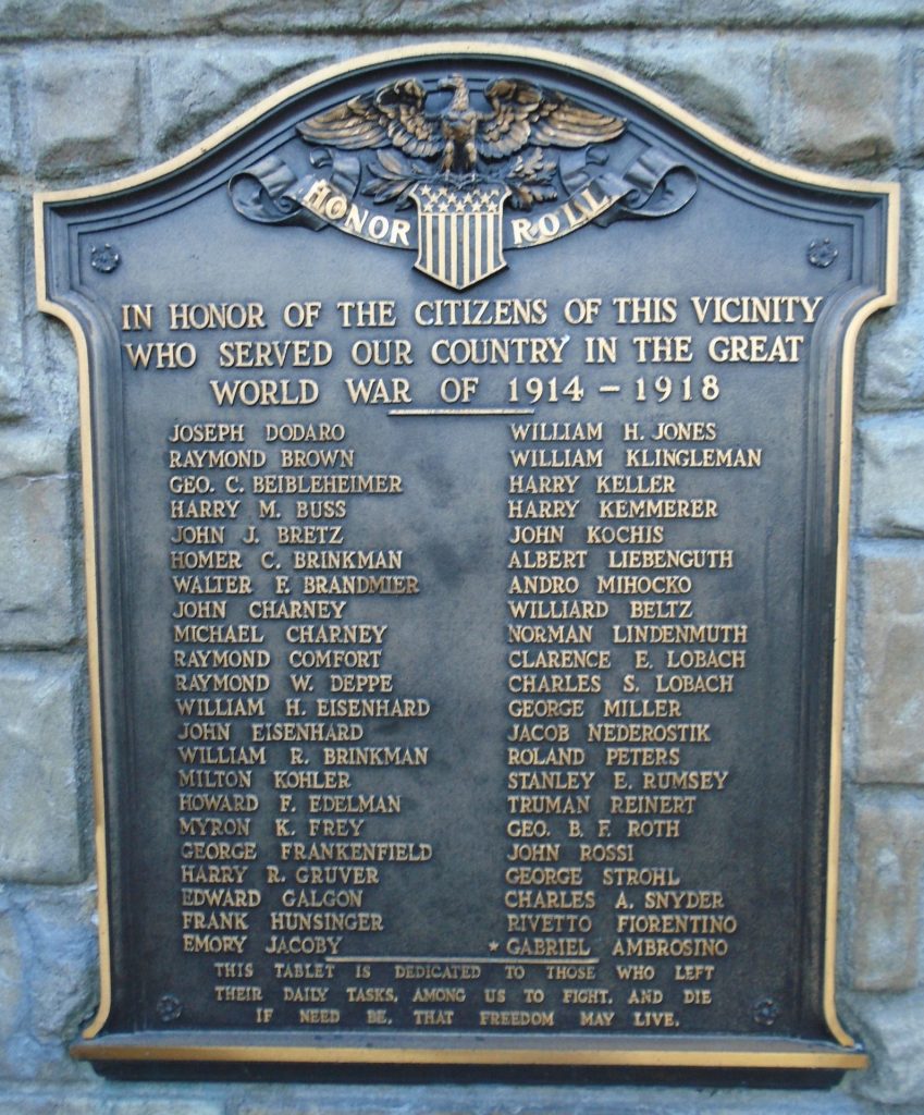 WHITEHALL GREAT WORLD WAR MEMORIAL PLAQUE