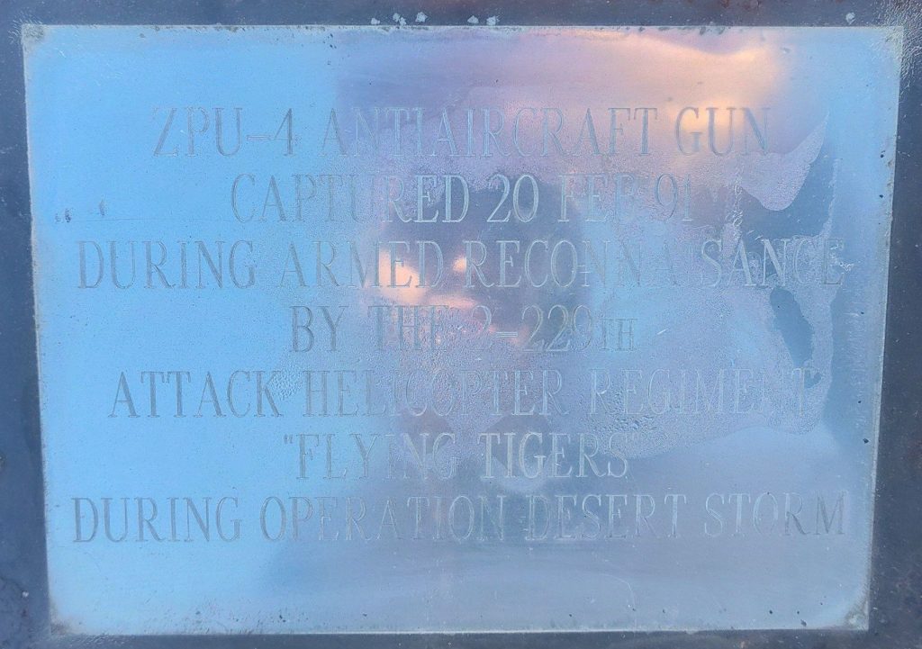 ZPU-4 ANTIAIRCRAFT GUN WAR MEMORIAL PLAQUE