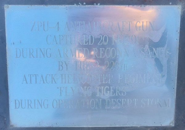 ZPU-4 ANTIAIRCRAFT GUN WAR MEMORIAL PLAQUE