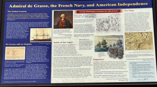 ADMIRAL DE GRASSE, THE FRENCH AND AMERICAN INDEPENDENCE MEMORIAL PANEL