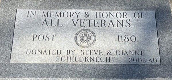 AMERICAN LEGION POST 1180 ALL VETERANS MEMORIAL TABLET
