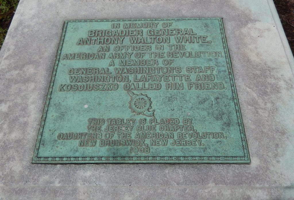 BRIGADIER GENERAL ANTHONY WALTON WHITE REVOLUTIONARY WAR MEMORIAL PLAQUE