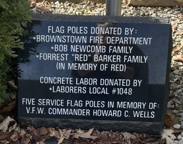 BROWNSTOWN FLAG POLES MEMORIAL STONE
