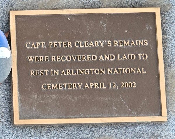 CAPT. PETER CLEARY’S REMAINS RECOVERED WAR MEMORIAL PLAQUE