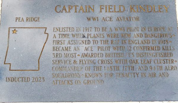 CAPTAIN FIELD KINDLEY,WWI ACE AVIATOR MEMORIAL STONE