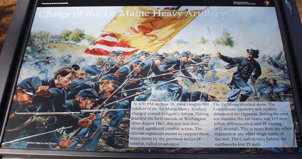 CHARGE OF THE 1ST MAINE HEAVY ARTILLERY WAR MEMORIAL PANEL