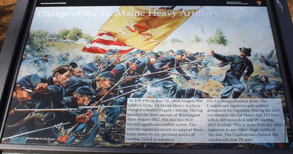 CHARGE OF THE 1ST MAINE HEAVY ARTILLERY WAR MEMORIAL PANEL