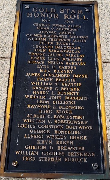 CITIZENS OF GRAND RAPIDS WORLD WAR MEMORIAL LEFT OBELISK PLAQUE B