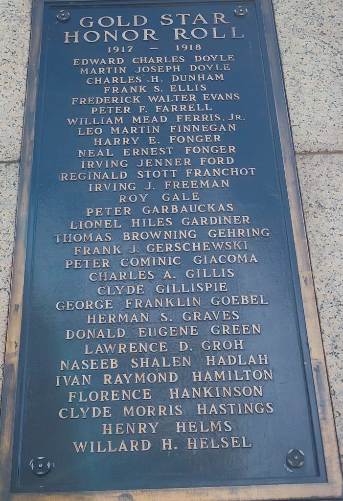 CITIZENS OF GRAND RAPIDS WORLD WAR MEMORIAL LEFT OBELISK PLAQUE D