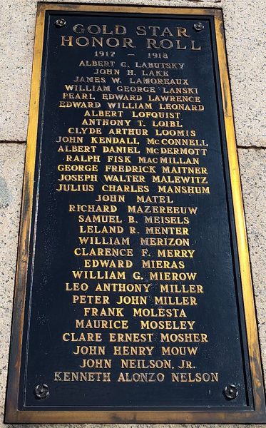 CITIZENS OF GRAND RAPIDS WORLD WAR MEMORIAL RIGHT OBELISK PLAQUE B