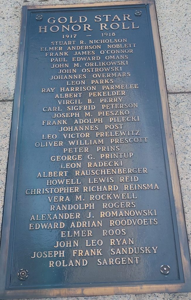 CITIZENS OF GRAND RAPIDS WORLD WAR MEMORIAL RIGHT OBELISK PLAQUE C