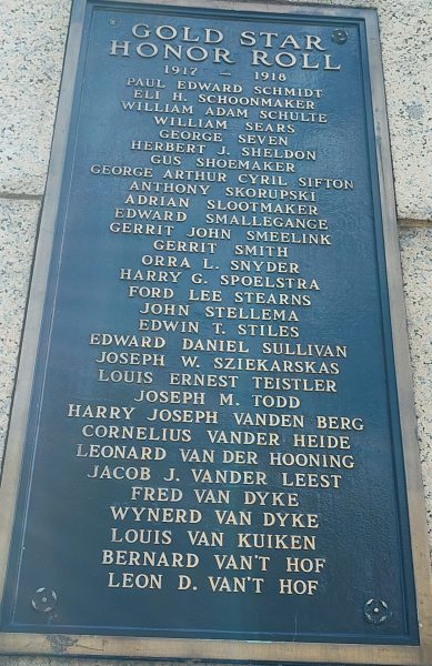 CITIZENS OF GRAND RAPIDS WORLD WAR MEMORIAL RIGHT OBELISK PLAQUE D