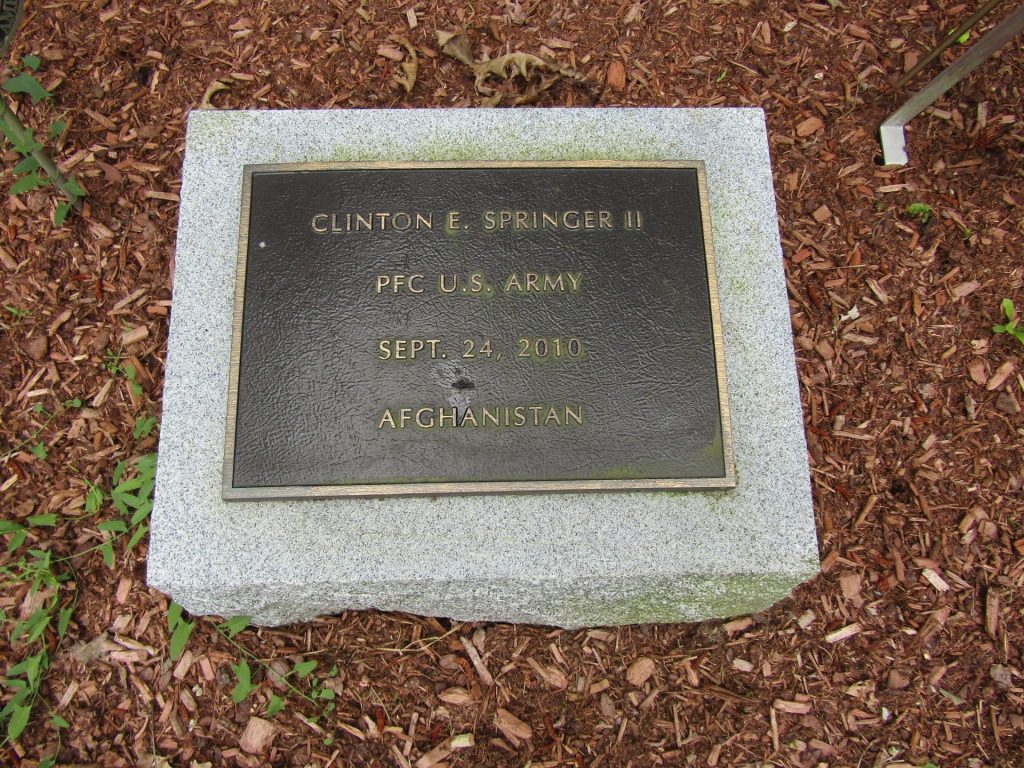 CLINTON E. SPRINGER II WAR MEMORIAL PLAQUE