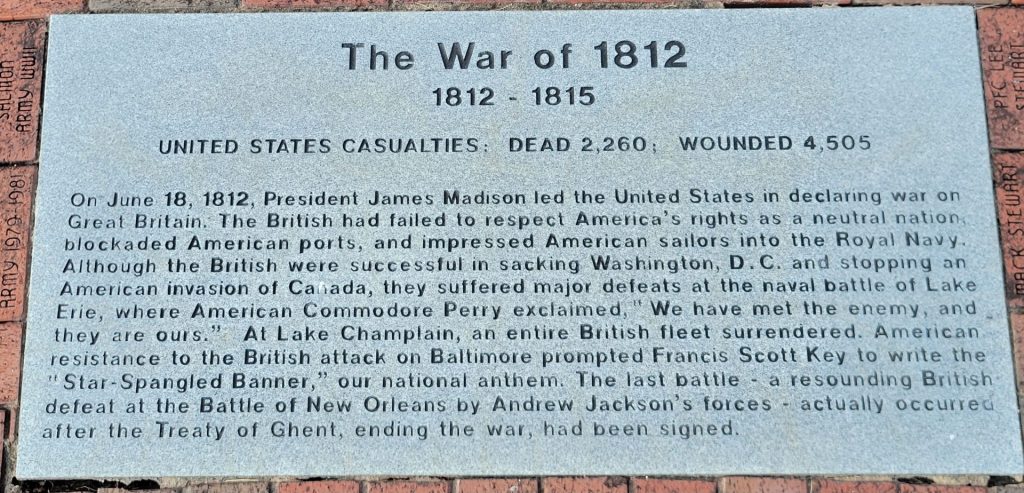 DANVILLE THE WAR OF 1812 MEMORIAL STONE
