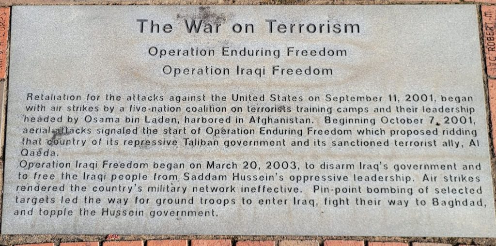 DANVILLE THE WAR ON TERRORISM WAR MEMORIAL STONE