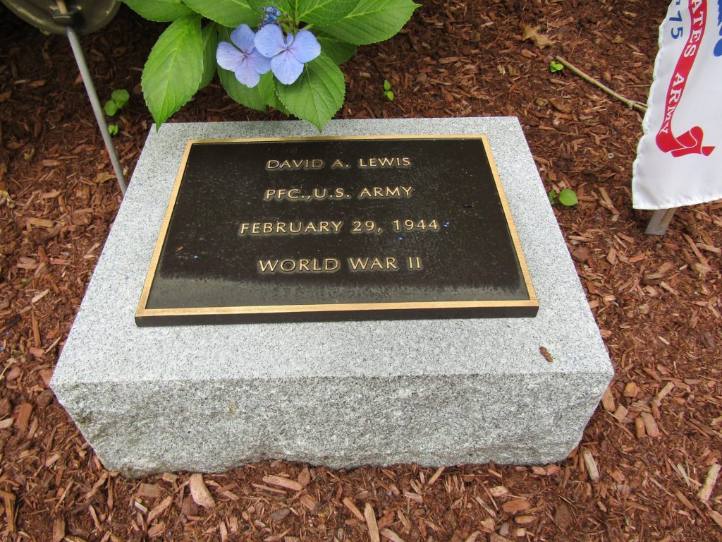 DAVID A. LEWIS WAR MEMORIAL PLAQUE