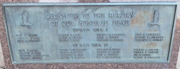 DEDICATED TO THE MEMORY OF OUR HONORED DEAD MEMORIAL PLAQUE