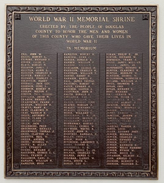DOUGLAS COUNTY WORLD WAR II MEMORIAL SHRINE PLAQUE C