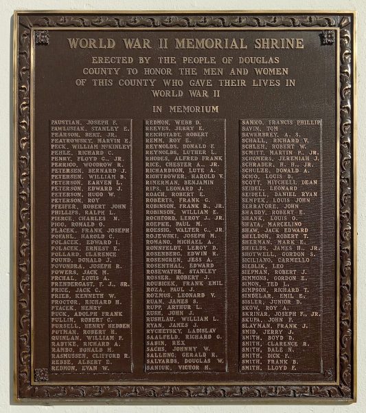 DOUGLAS COUNTY WORLD WAR II MEMORIAL SHRINE PLAQUE F