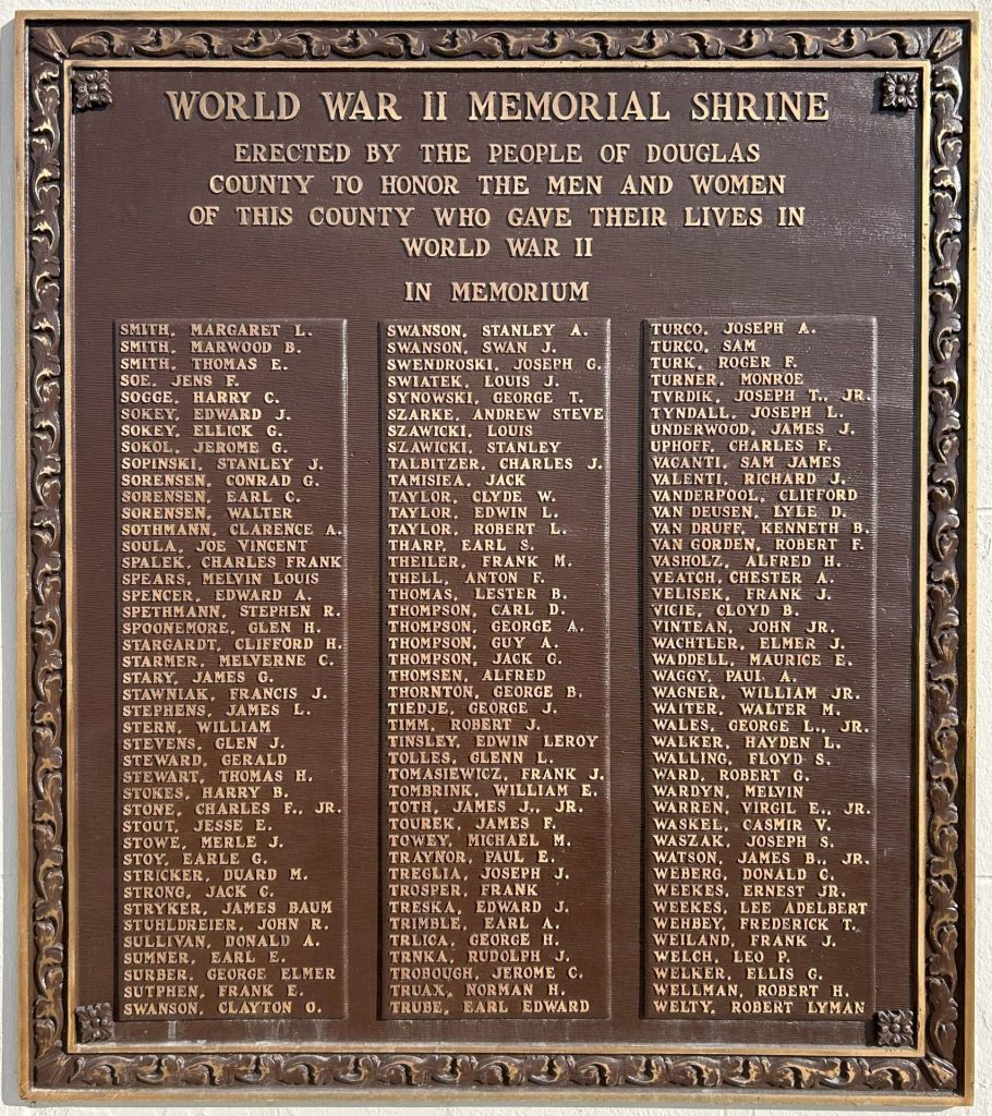 DOUGLAS COUNTY WORLD WAR II MEMORIAL SHRINE PLAQUE G