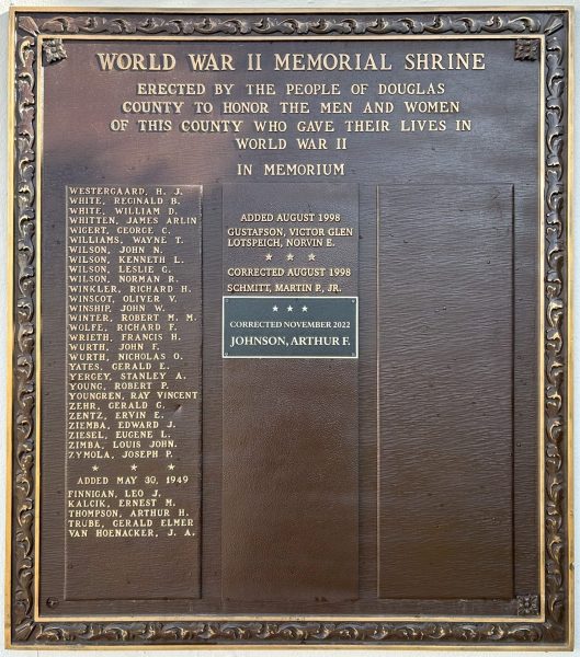 DOUGLAS COUNTY WORLD WAR II MEMORIAL SHRINE PLAQUE H