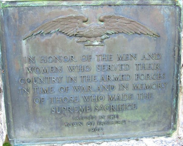 FRYEBURG SUPREME SACRIFICE WAR MEMORIAL PLAQUE
