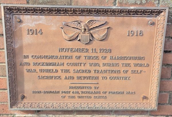 HARRISONBURG AND ROCKINGHAM COUNTY WAR VETERANS MEMORIAL PLAQUE