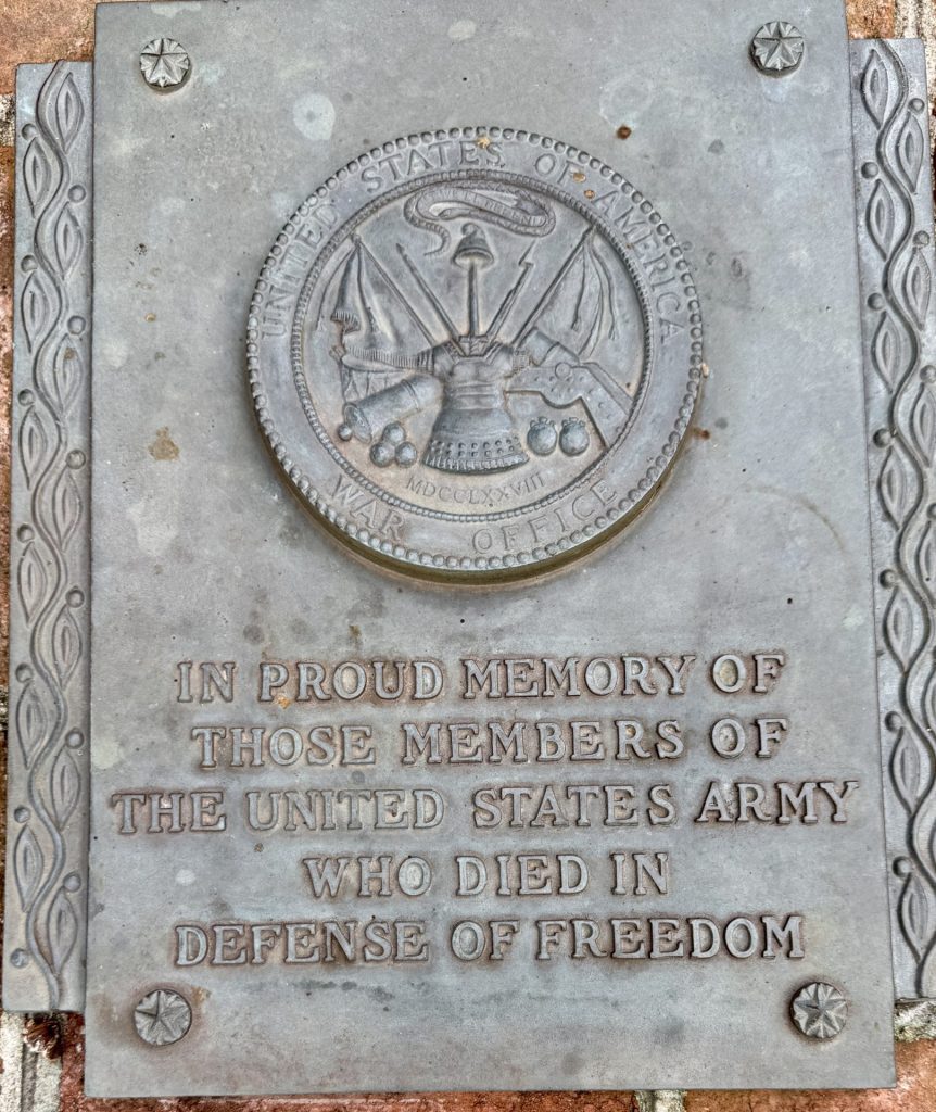 IN MEMORY OF THE UNITED STATES ARMY WAR MEMORIAL FLAGPOLE PLAQUE A