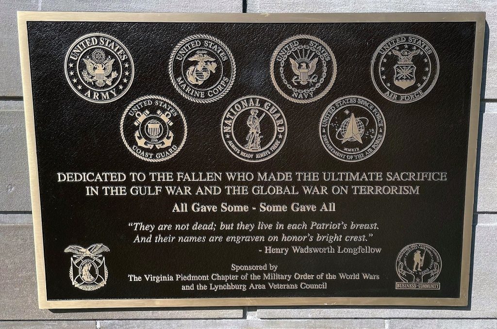 LYNCHBURG GLOBAL WAR ON TERRORISM MEMORIAL PLAQUE