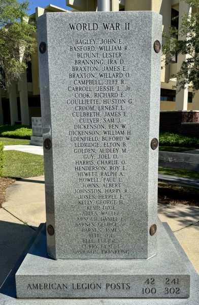 MARIANNA WAR VETERANS MEMORIAL SIDE B
