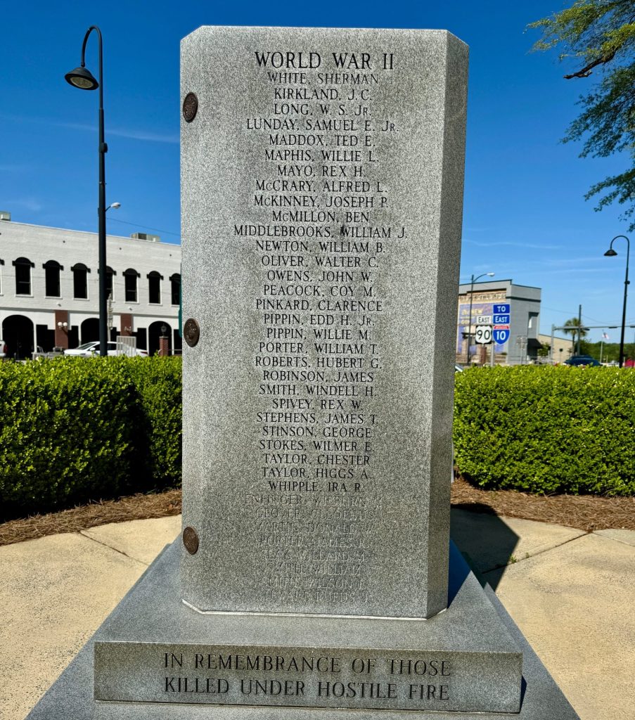 MARIANNA WAR VETERANS MEMORIAL SIDE C