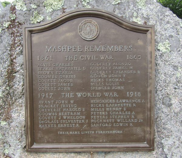 MASHPEE REMEMBERS THE CIVIL WAR AND WORLD WAR MEMORIAL PLAQUE