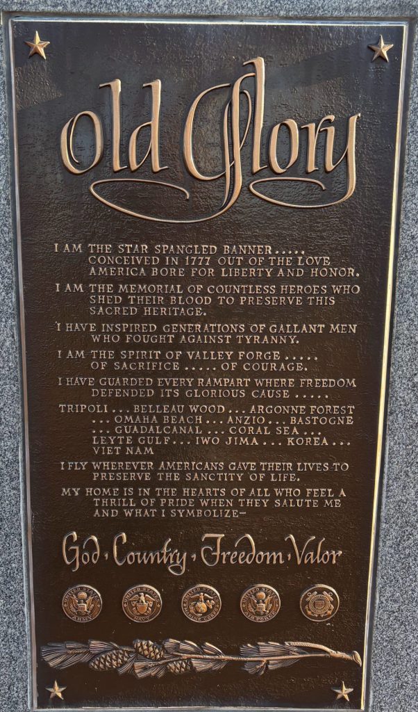 OLD GLORY WAR MEMORIAL PLAQUE JUSTICE