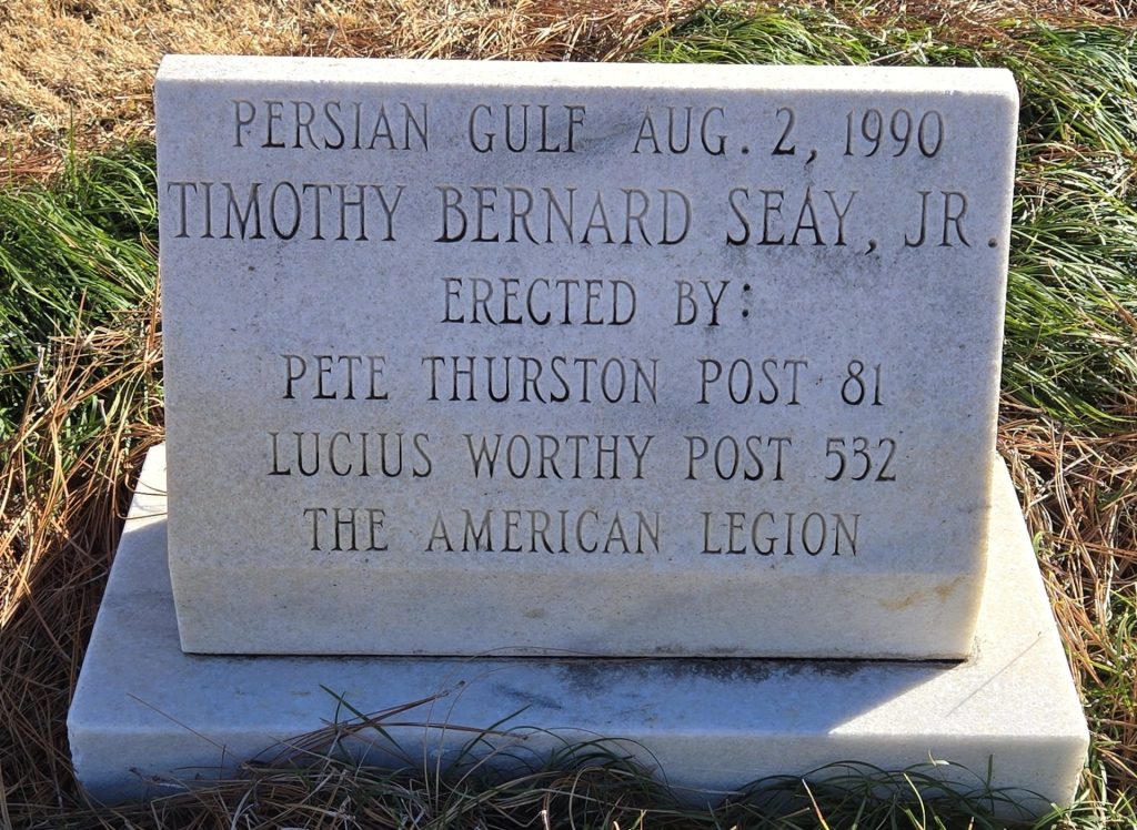 PERSIAN GULF AUG. 2, 1990 TIMOTHY BERNARD SEAY, JR. WAR MEMORIAL
