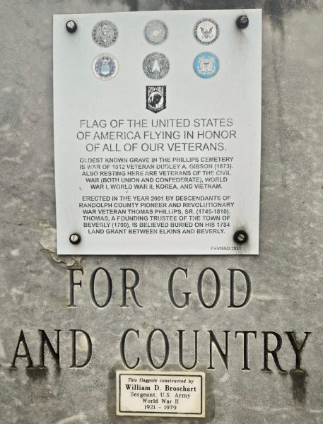 PHILLIPS CEMETERY FOR GOD AND COUNTRY MEMORIAL PLAQUE