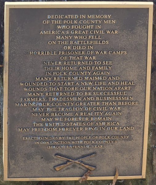 POLK COUNTY, NC CIVIL WAR MEMORIAL PLAQUE