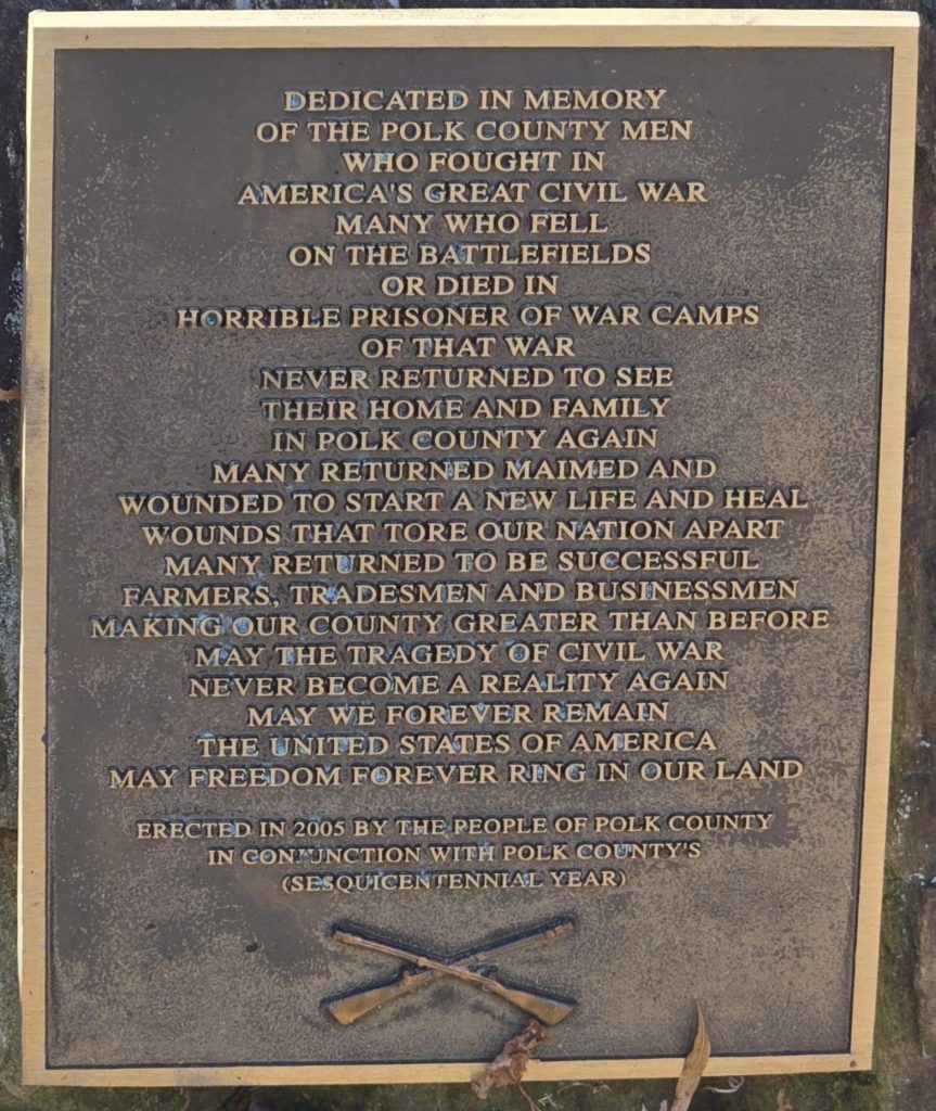 POLK COUNTY, NC CIVIL WAR MEMORIAL PLAQUE