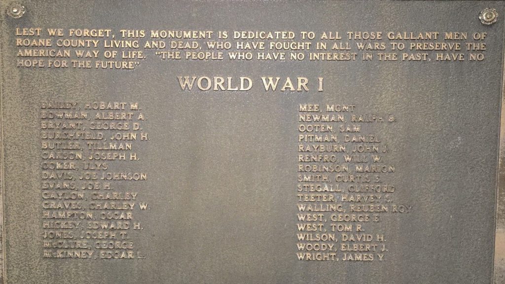 ROANE COUNTY WAR DEAD MEMORIAL PLAQUE A