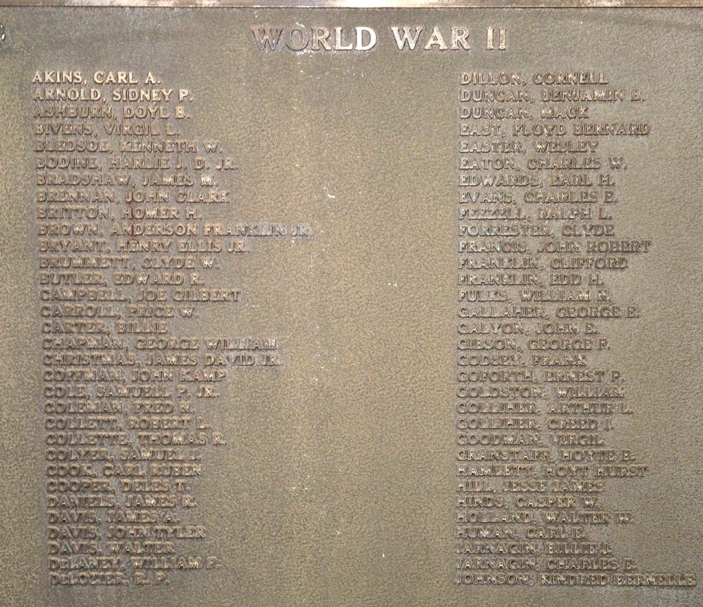 ROANE COUNTY WAR DEAD MEMORIAL PLAQUE B