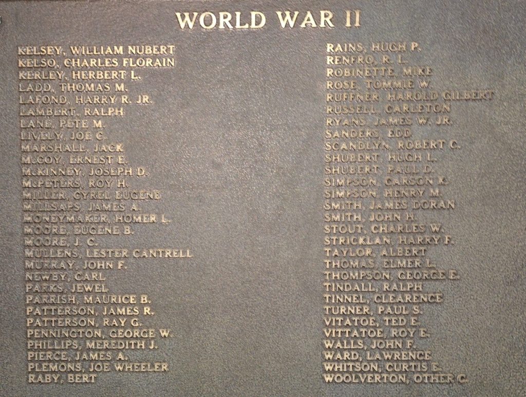 ROANE COUNTY WAR DEAD MEMORIAL PLAQUE C